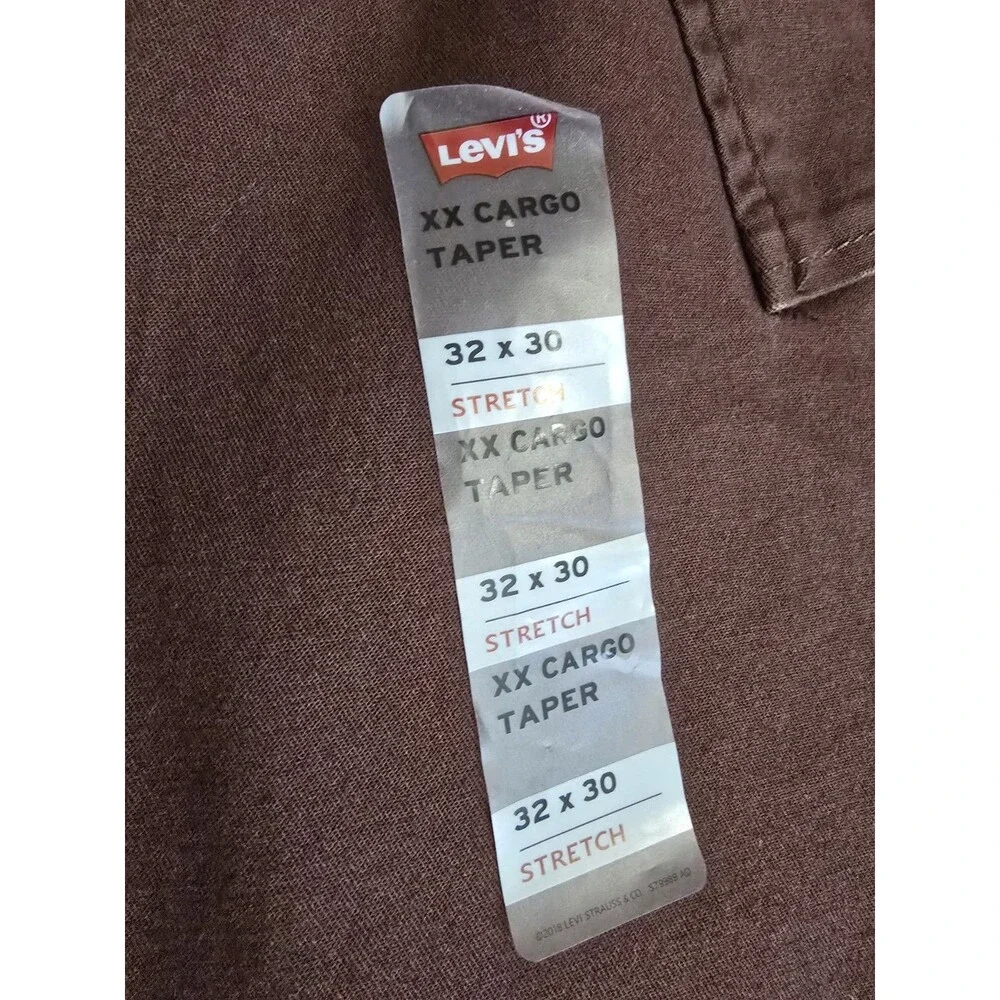 Levi’s XX Cargo Taper Pants Men's 32x30 Delicioso Brown Stretch Poplin Chino NEW - Picture 8 of 11